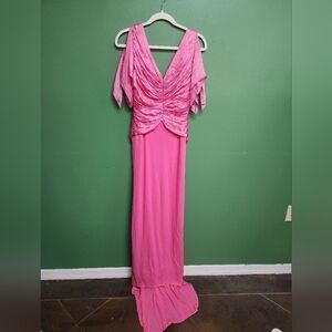 Kevan Hall Pink Ruched Evening Gown Size 8 Formal Maxi Dress